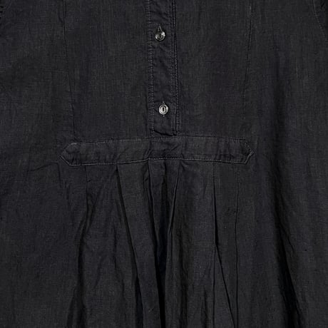 TigreBrocante"80 high density linen pullover tuck one-piece"(sumikuro)women's