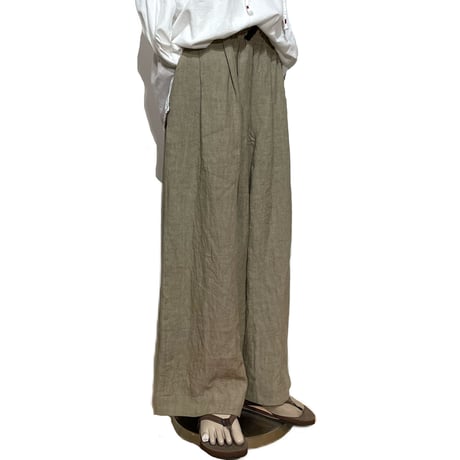Linen ya"linen wide pants"(beige)women's