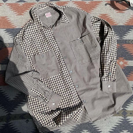 FUNSET OF ART “gimgham check norm shirts"(navy)unisex