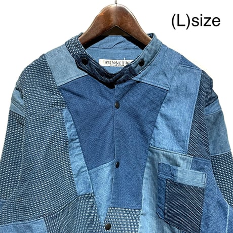 FUNSET OF ART “indigo patchwork wagase shirts"(indigo)unisex