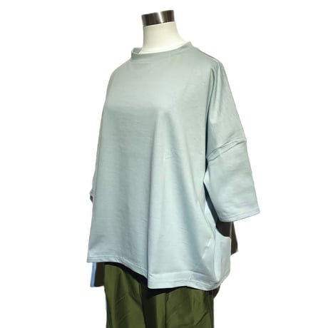 Linen ya"delave quater sleeve T-shirs"(grayish blue)women's