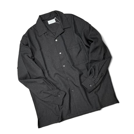 FLISTFIA"open collar long sleeve shirts"(black×charcoal) unisex
