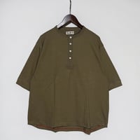 Slow Hands "hemp×cotton lantern sleeve henley"(olive)unisex