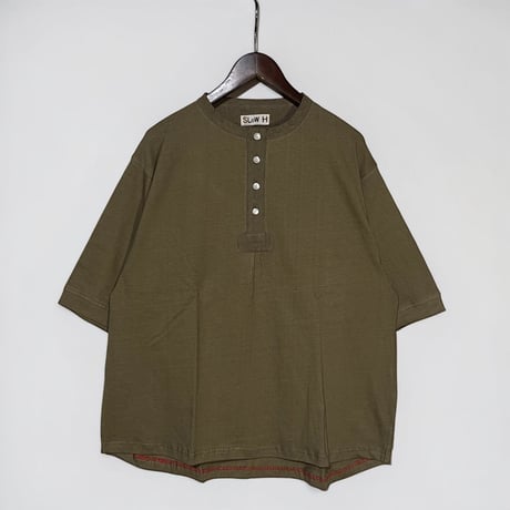 Slow Hands "hemp×cotton lantern sleeve henley"(olive)unisex