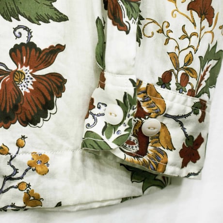 H.UNIT "Flower print open collar long sleeves shirt" (white) unisex
