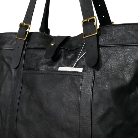 yoused"remake leather tote bag"(black)unisex