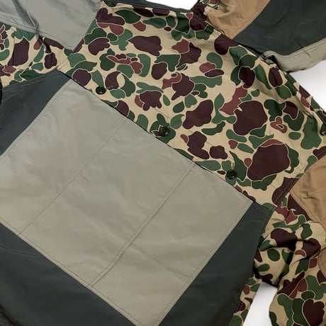 H.UNIT "Nylon ripstop switching anorak hoodie"(khaki) unisex