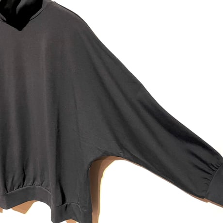 Linen ya"cotton×silk dolman sleeve high neck"(black)women's
