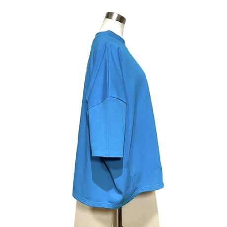 Linen ya"delave quater sleeve T-shirs"(cyan blue)women's