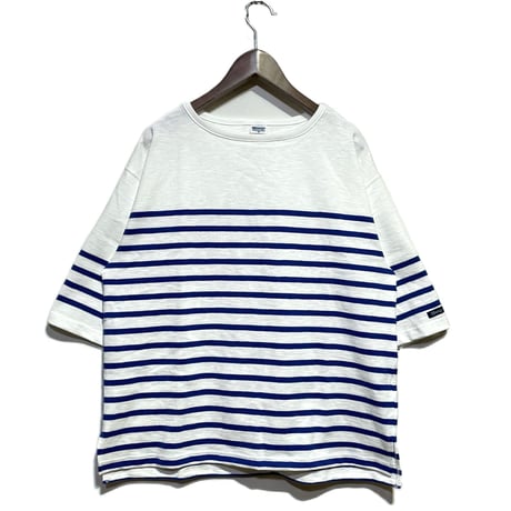 TieasyAuthentic Classic"big katanuki boatneck"(white×royal blue)unisex