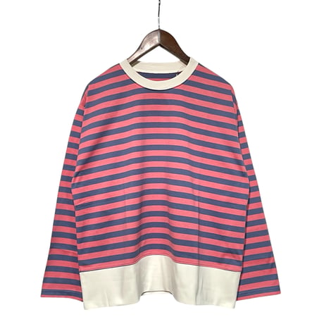 H.UNIT "border jersey stitch long sleevesT"(pink×purple) unisex