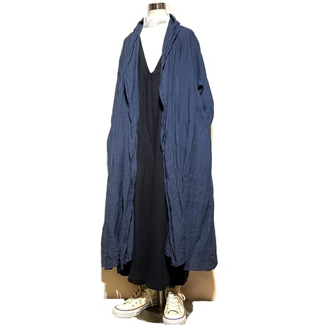 Linen ya"linen shawlcollar coat"(lt.navy)women's