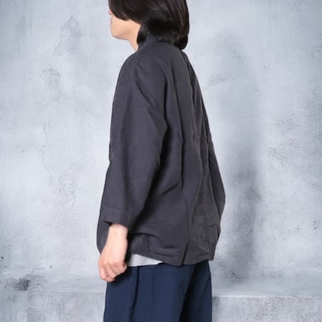 TigreBrocante"80 high density linen KIMONO shirts"(sumikuro)unisex