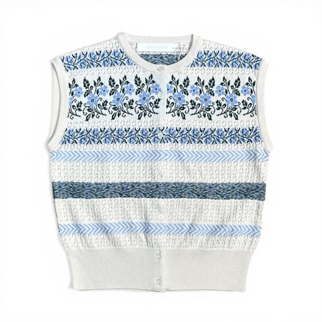 ASEEDONCLOUD"flower jaquard knit vest"(off white)unisex