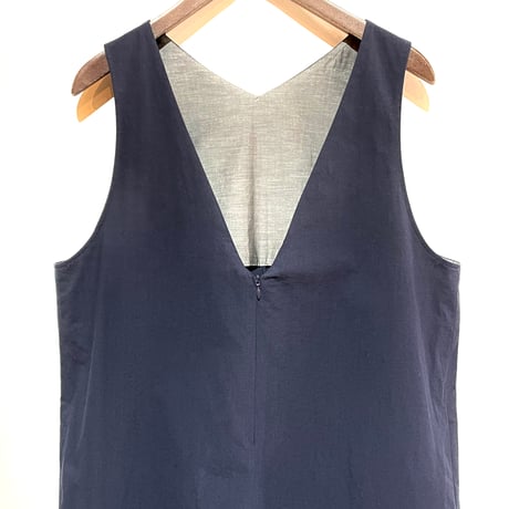 Linen ya"cotton salopette"(navy)women's