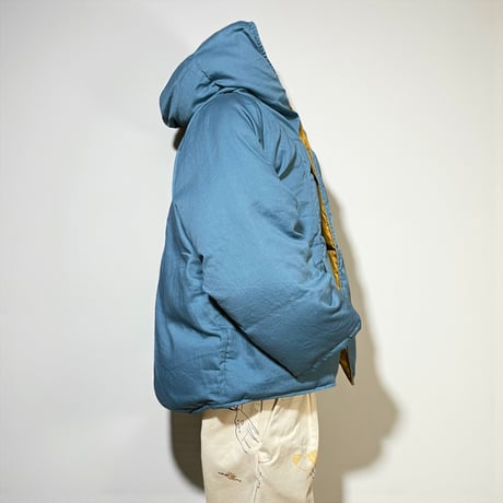 Slow Hands "poncho down parka reversible"(teal×mustard)women's