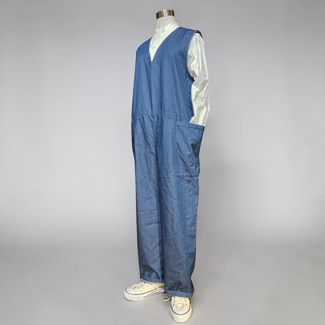 TigreBrocante"4oz twill light denim v-neck box salopette"(light inidigo)women's