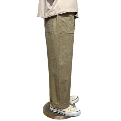 Linen ya"straight baker pants"(beige)women's