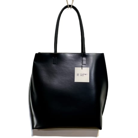 Courtney orla "slope tote w shoulder handle" PVC×LEATHER (black×pearl gray)
