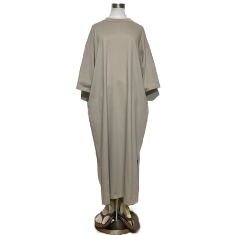 Linen ya"Half Sleeve T-shirs onepiece"(beige)women's