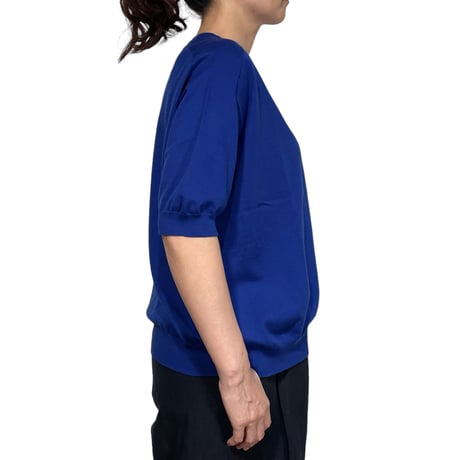 Linen ya(as it is)"crewneck short sleeve cotton knit" (blue)women's