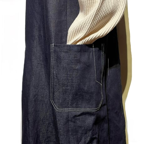 ASEEDONCLOUD"Handwerker cotton linen denim HW dress" (indigo) women's