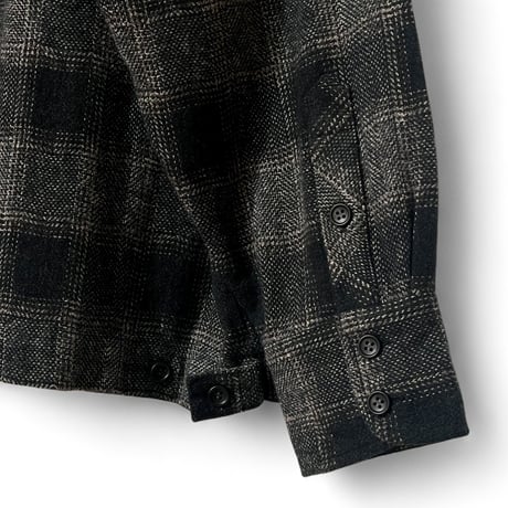 H.UNIT"Ombre check open collar long sleeves shirt"(black) unisex