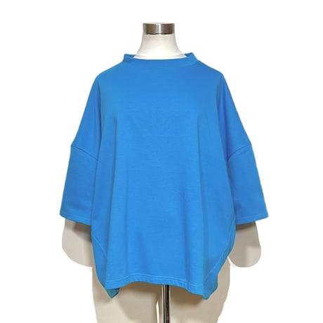 Linen ya"delave quater sleeve T-shirs"(cyan blue)women's
