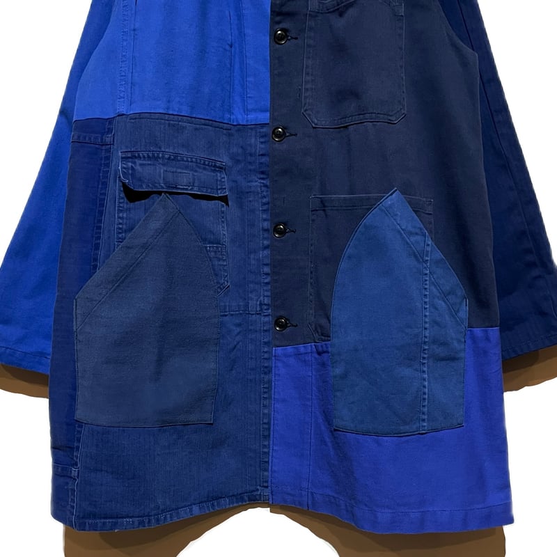 【古着リメイク】Euro Denim Work Coat (Unisex) Retro Men's Autumn Amekaji Denim Jackets Lapel Multi Pocket