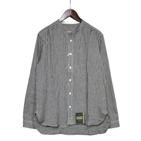 ASEEDONCLOUD"Handwerker gingham collarless  shirts"(black) unisex