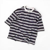 amne "BORDER"half sleeve tee (navy)unisex