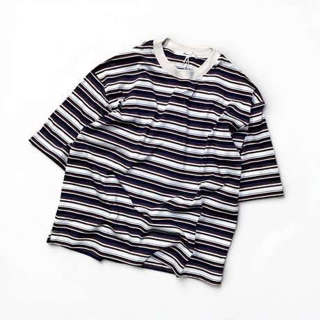 amne "BORDER"half sleeve tee (navy)unisex