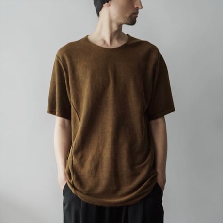 COLINA "CAPERTICA"Natural Dyed Linen Heavy Jersey Solid H/S Tee(赤墨)unisex