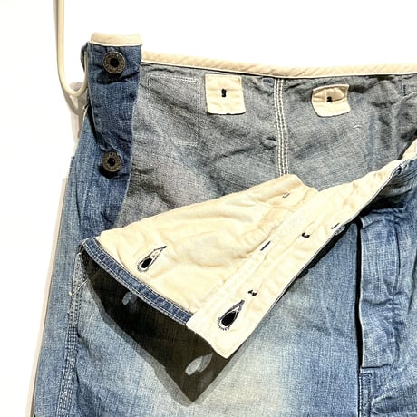 H.UNIT "Side open denim painter pants Real wash"indigo unisex