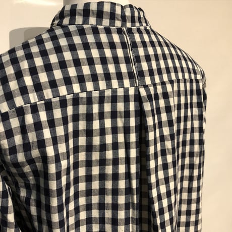 TigreBrocante "stand collar long shirts"(indigo check)women's