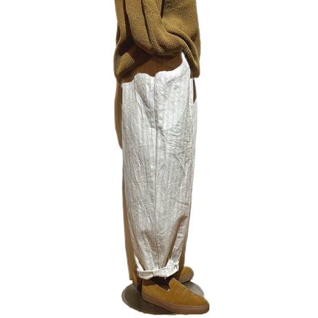 SlowHands”linen×cotton herringbone poofy pants"(natural)unisex