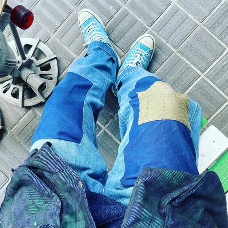 H.UNIT "13oz denim work trousers" indigo custamize (unisex)