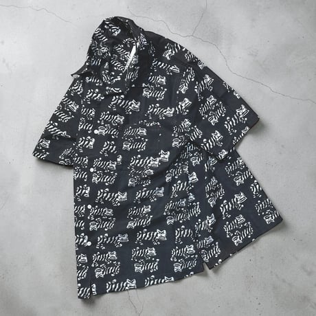 TigreBrocante”block print box shirts“(sumi kuro)unisex