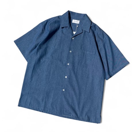 FLISTFIA"open collar short sleeve shirts"(indigo wash) unisex
