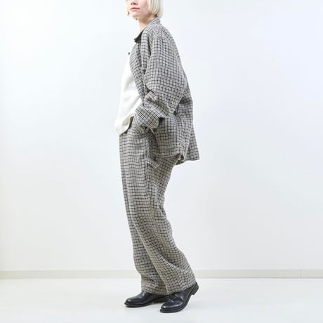 H.UNIT"Wool check work easy pants"(gary) unisex