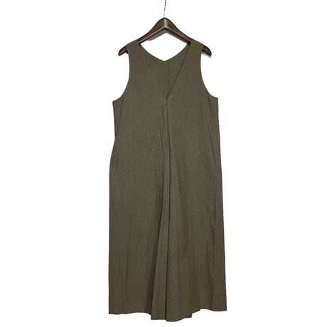 Linen ya"cotton V-neck salopette"(mocha)women's