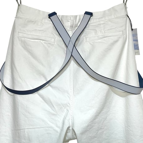CAERULA PER LIGHTS"10oz denim suspender pants"(white)unisex