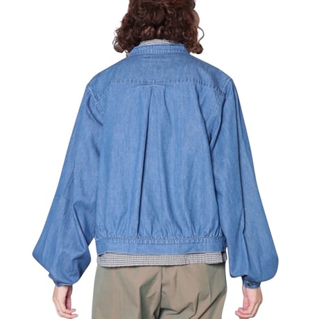 TigreBrocante"6oz denim stand gather blouse"(inidigo fade)women's