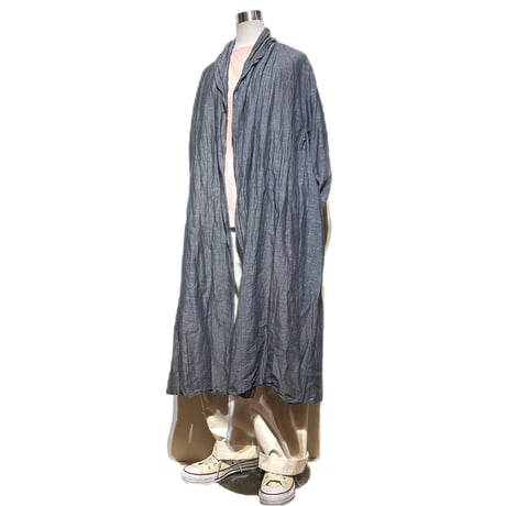 Linen ya"cotton linen shawlcollar coat"(navy)women's