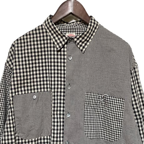 FUNSET OF ART “gimgham check norm shirts"(navy)unisex