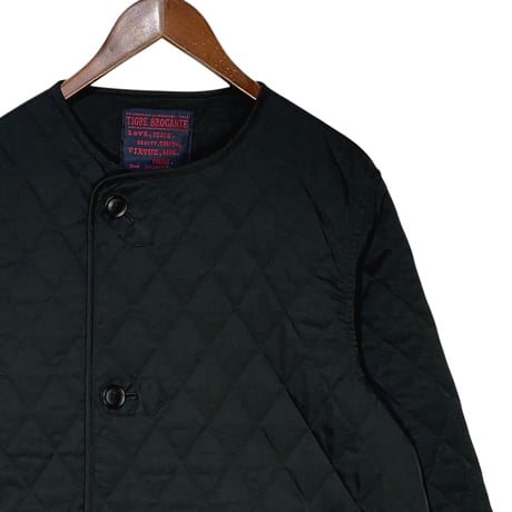 TigreBrocante"nylon twill quilting liner half coat“(black)women's