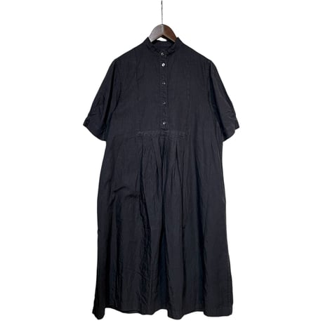 TigreBrocante"80 high density linen pullover tuck one-piece"(sumikuro)women's
