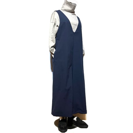 Linen ya"cotton salopette"(navy)women's