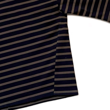 Linen ya"delave long sleeve border T-shirs"(black×brown)women's