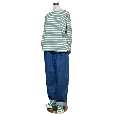 amne "BORDER"gride basque (green×natural)unisex